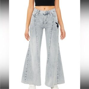 NEW Playboy Ultra Wide Leg Blue Denim‎ Jeans Flare Retro Baggy Y2K New with Tags